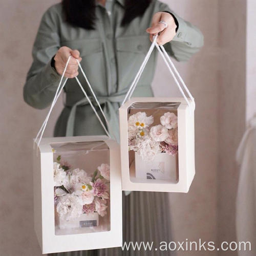 Flower Delivery Box Square Pvc Window Arrangement Gift